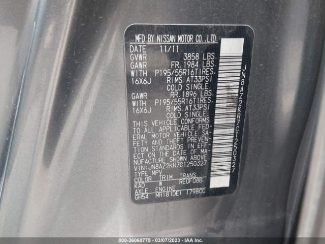 JN8AZ2KR7CT250327 Nissan Cube