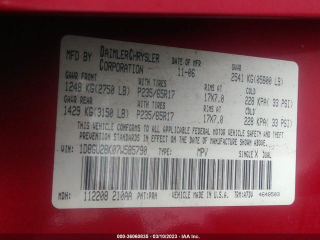 Dodge NITRO SXT 2007 1D8GU28K07W585790 Image 10