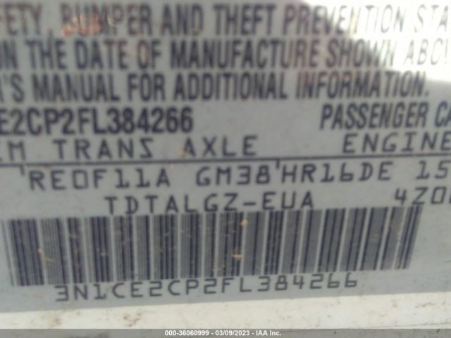 3N1CE2CP2FL384266 Nissan Versa Note S/s Plus/sv/sr/sl