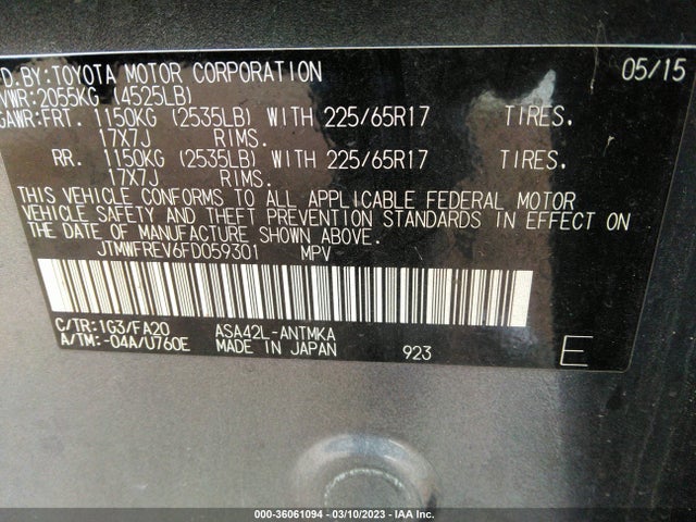 Toyota Rav4 Xle 2015 JTMWFREV6FD059301 Image 11