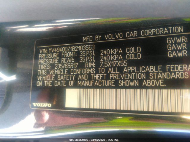 YV4940DZ1B2183563 Volvo XC60