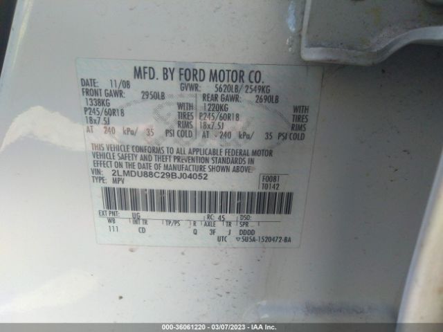 2LMDU88C29BJ04052 Lincoln MKX