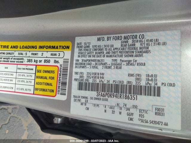 Ford Fusion Titanium 2014 3FA6P0K94ER186351 Image 10
