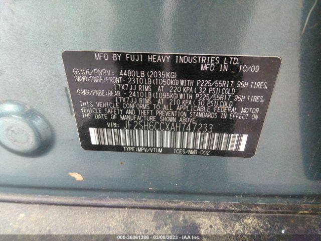 JF2SH6CCXAH747233 Subaru Forester 2.5x Premium