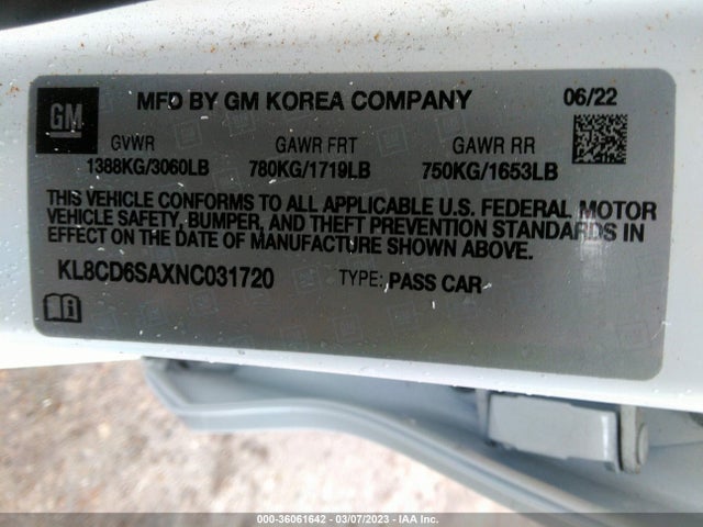 Chevrolet SPARK 1LT 2022 KL8CD6SAXNC031720 Image 9