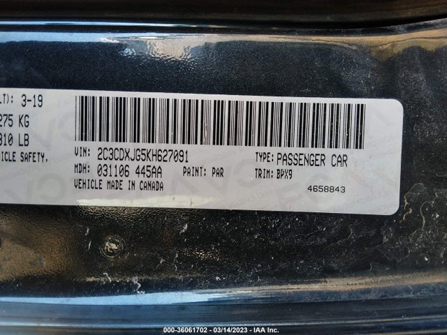 Dodge Charger Sxt 2019 2C3CDXJG5KH627091 Image 10