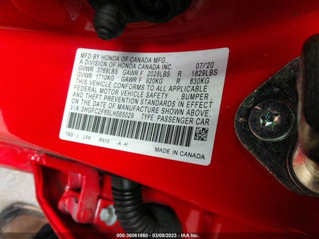 Honda Civic Sedan Lx 2020 2HGFC2F65LH565029 Image 9