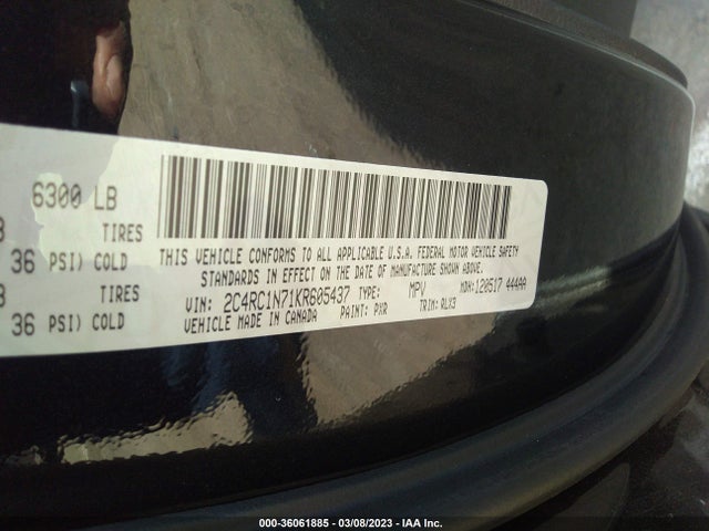 2019 Chrysler Pacifica Hybrid, VIN: 2C4RC1N71KR605437