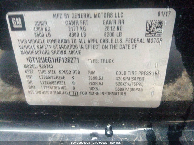 GMC Sierra 2500hd Denali 2017 1GT12UEG1HF136271 Image 9