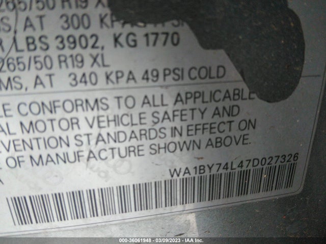 WA1BY74L47D027326 Audi Q7 PREMIUM