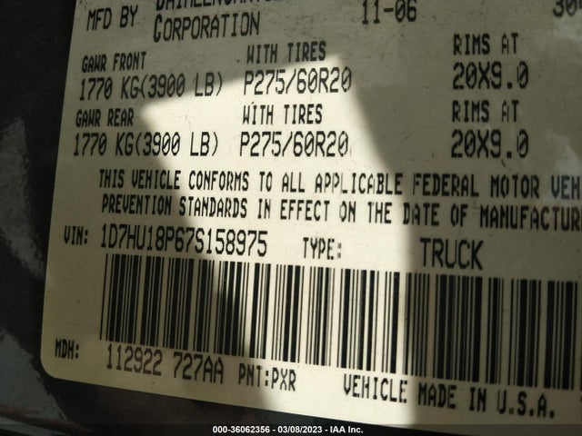 Dodge Ram 1500 Slt 2007 1D7HU18P67S158975 Image 11