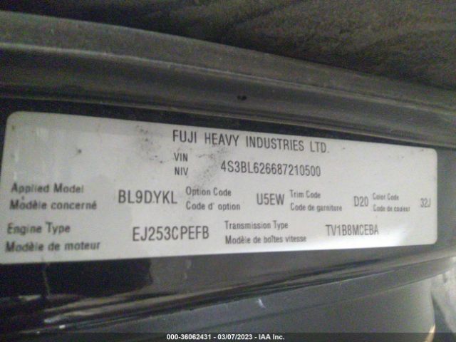 4S3BL626687210500 Subaru Legacy Ltd