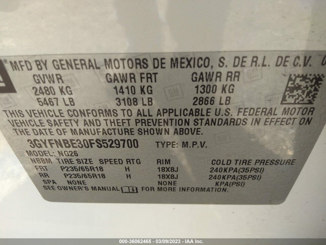 3GYFNBE30FS529700 Cadillac Srx Luxury Collection