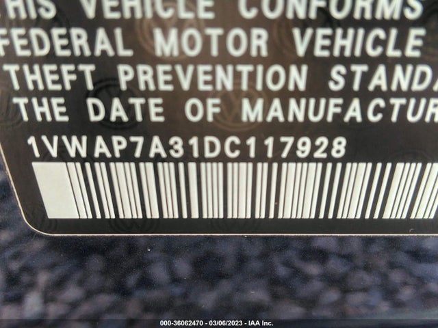 Volkswagen Passat S W/appearance 2013 1VWAP7A31DC117928 Image 10