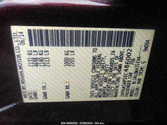 1N4AA5AP1EC486002 Nissan MAXIMA 3.5