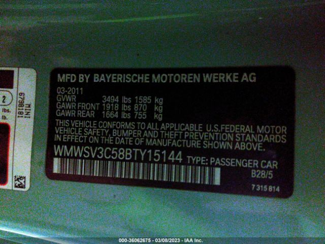 2011 MINI COOPER S WMWSV3C58BTY15144 Photo 8