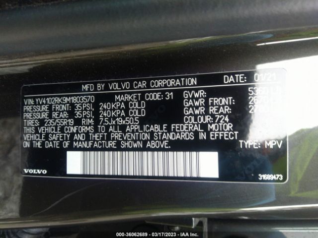 YV4102RK9M1803570 Volvo Xc60 Momentum