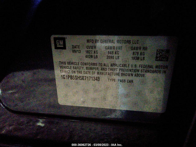 Chevrolet CRUZE LS 2014 1G1PB5SH5E7171343 Image 10
