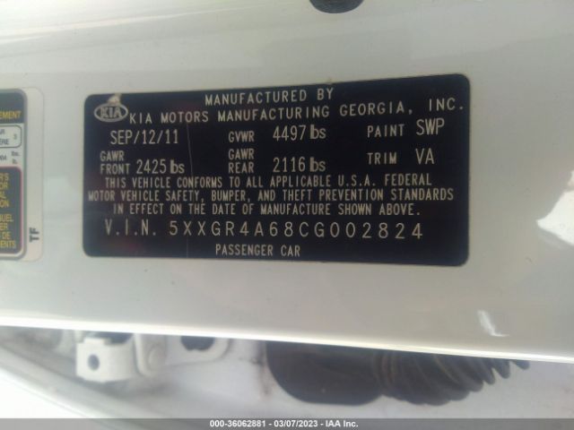 5XXGR4A68CG002824 KIA OPTIMA SX
