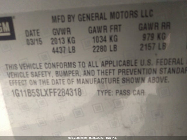 Chevrolet MALIBU LS 2015 1G11B5SLXFF284318 Image 11