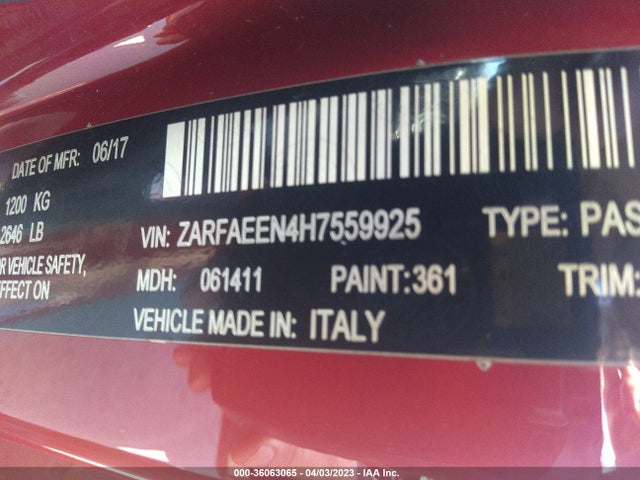 ZARFAEEN4H7559925 Alfa Romeo GIULIA TI