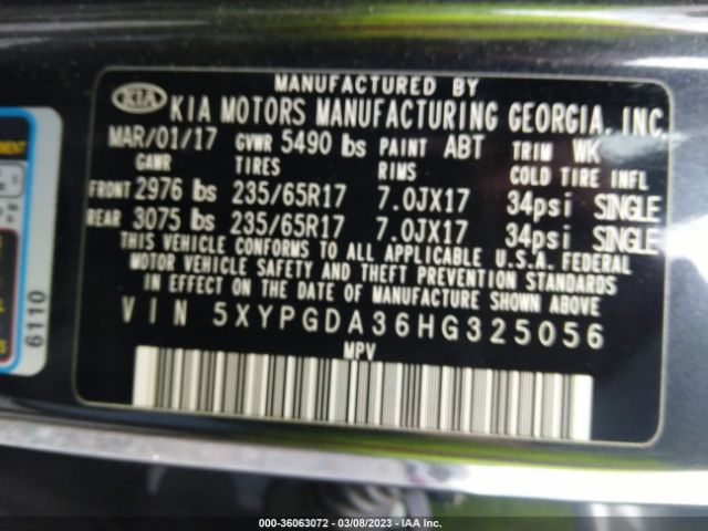 5XYPGDA36HG325056 KIA SORENTO LX