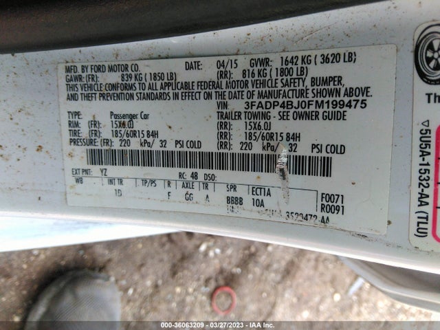 Ford FIESTA SE 2015 3FADP4BJ0FM199475 Image 9