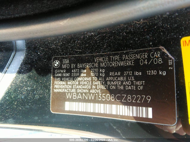 BMW 5 Series 535i 2008 WBANW13508CZ82279 Image 10