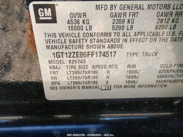 1GT12ZE86FF174517 GMC Sierra 2500hd Slt