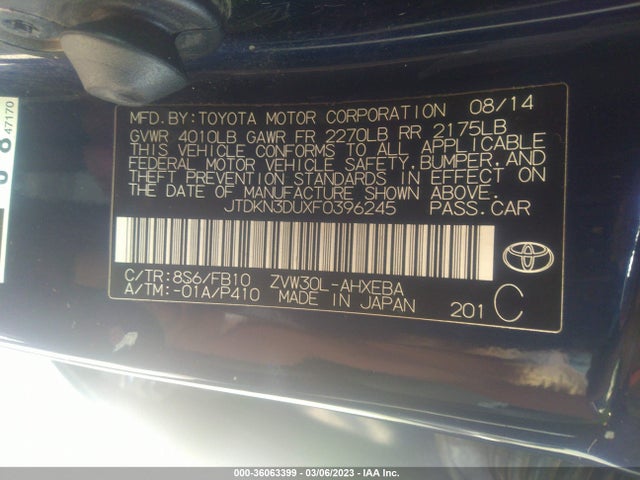 2015 Toyota Prius, VIN: JTDKN3DUXF0396245