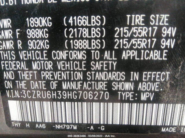 Honda HR-V LX 2017 3CZRU6H39HG706270 Image 9