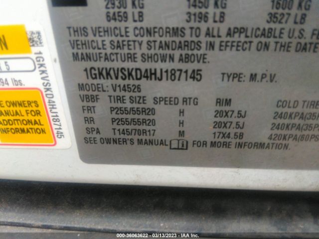 1GKKVSKD4HJ187145 GMC Acadia Limited Limited