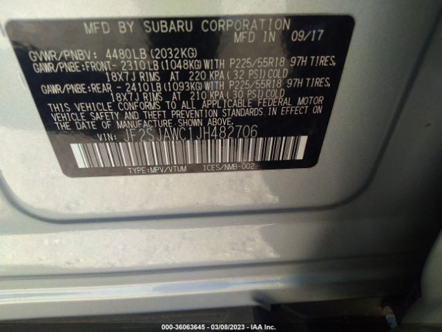 JF2SJAWC1JH482706 Subaru Forester Touring