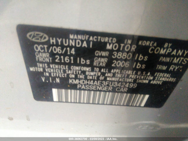 Hyundai ELANTRA SE 2015 KMHDH4AE3FU342499 Image 9