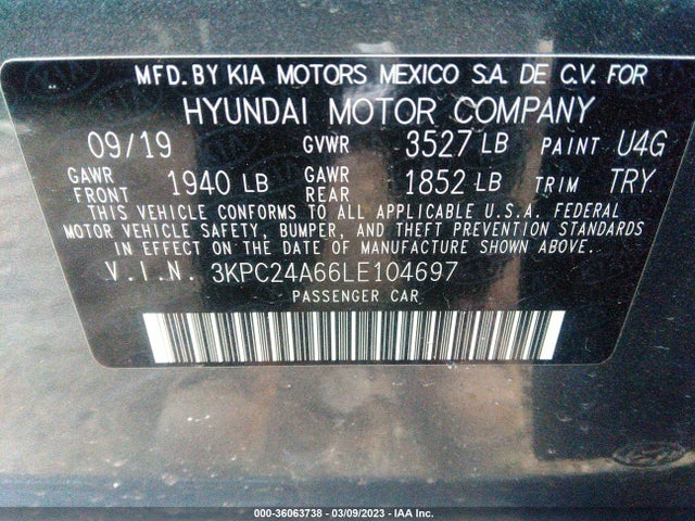 2020 Hyundai Accent, VIN: 3KPC24A66LE104697
