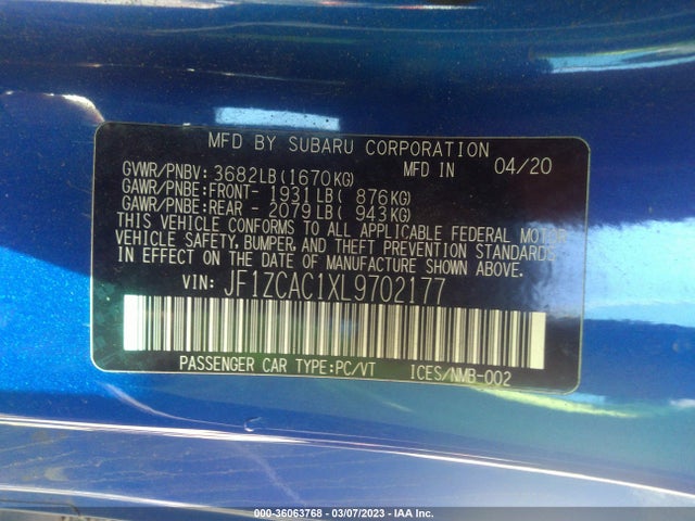 2020 Subaru BRZ, VIN: JF1ZCAC1XL9702177