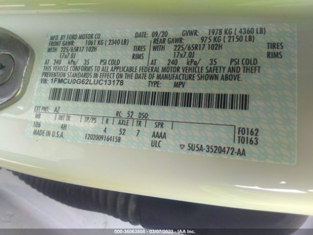 1FMCU0G62LUC13178 Ford ESCAPE SE