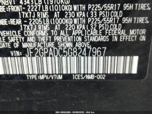 2016 Subaru Crosstrek, VIN: JF2GPADC5G8247967