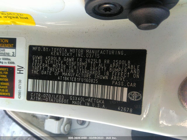Toyota AVALON LIMITED 2015 4T1BK1EB1FU160825 Image 9