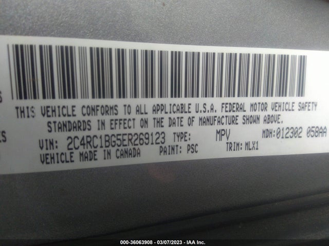 2C4RC1BG5ER269123 Chrysler Town & Country Touring