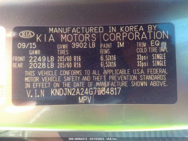KNDJN2A24G7284817 KIA Soul Base