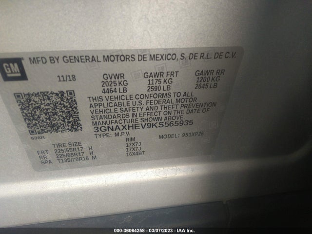 Chevrolet EQUINOX LS 2019 3GNAXHEV9KS565935 Image 10