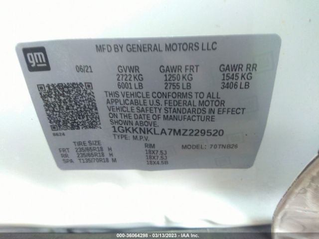 1GKKNKLA7MZ229520 GMC ACADIA SLE