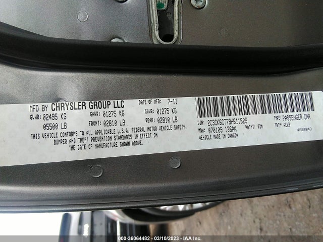 2011 CHRYSLER 300 300C VIN: 2C3CK6CT7BH611825