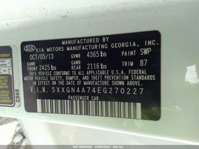 5XXGN4A74EG270227 KIA OPTIMA EX