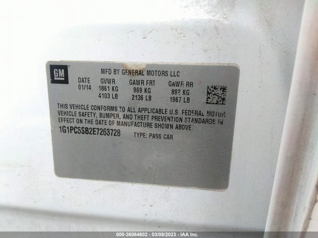 Chevrolet Cruze 1lt 2014 1G1PC5SB2E7263728 Image 9