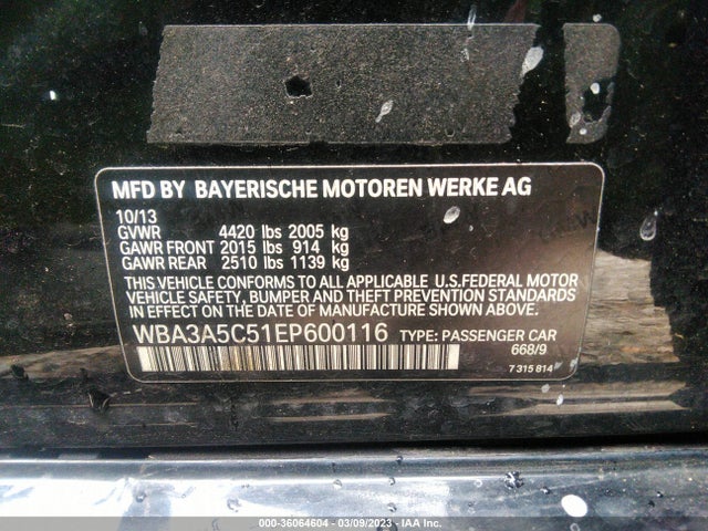 BMW 3 Series 328i 2014 WBA3A5C51EP600116 Image 9