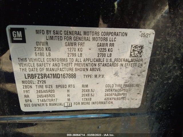 2021 Buick Envision, VIN: LRBFZSR47MD167888