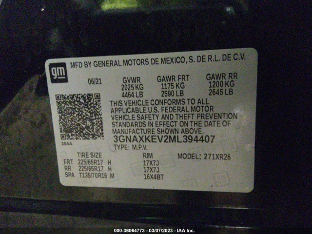 Chevrolet EQUINOX LT 2021 3GNAXKEV2ML394407 Image 9