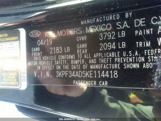 3KPF34AD5KE114418 KIA FORTE S